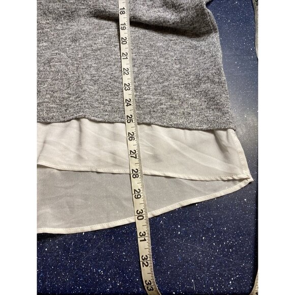 Lane Bryant Black Heathered Sweater Sheer Trim Zip Up Back Scoop Neck SZ 14/16 - Picture 10 of 11